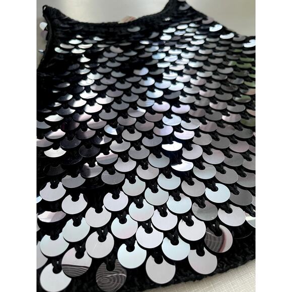 Joan Vass Sz S Knit Sequin 2 Piece Dress Black Wool Glam Party Knitted Dramatic - Picture 5 of 16